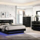 Erlach Contemporary Black/Chrome Solid Wood Eastern King Bed