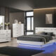 Erlach Contemporary White/Chrome Solid Wood Queen Bed