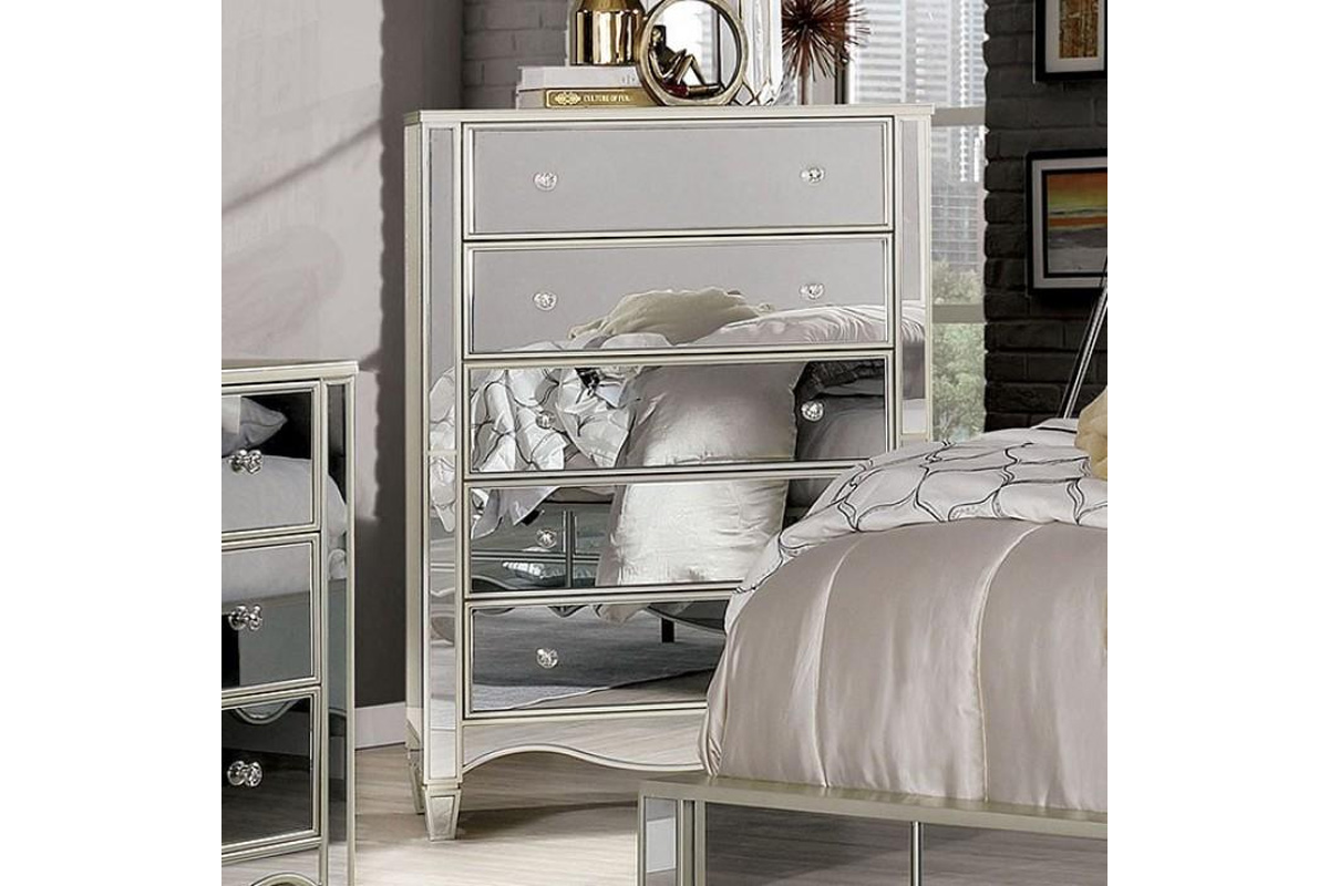 Eliora Glam Silver Solid Wood Chest
