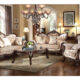 2 Pcs Set Sofa & Loveseat Victorian Beige Gold Chenille