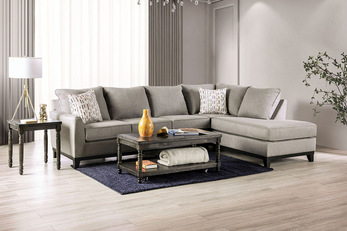 Lantwit Transitional Light Grey Sectional Sofa
