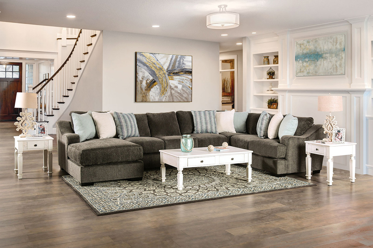 Farringdon Transitional Dark Grey Chenille Sectional