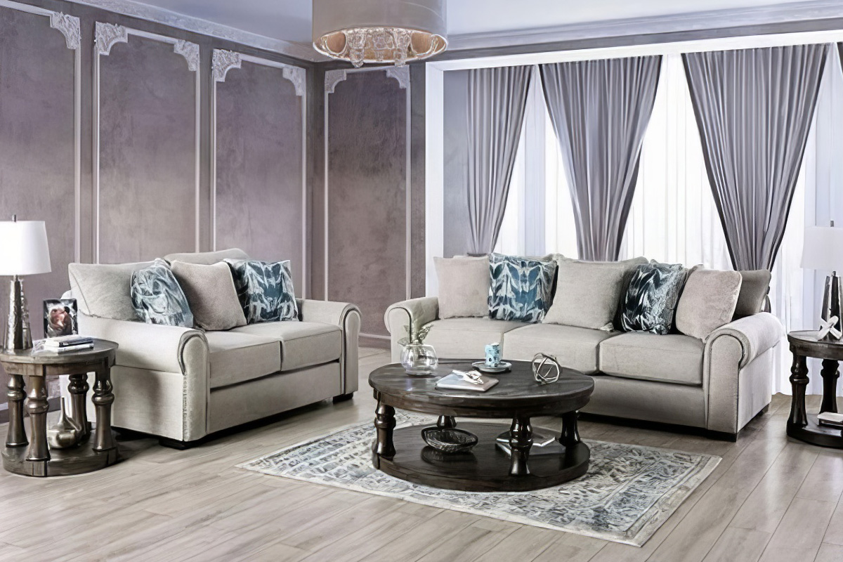 2 Pcs Set Sofa & Loveseat Laredo Transitional Beige