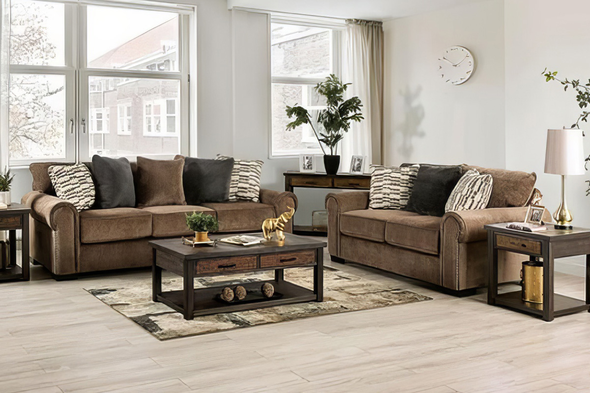 2 Pcs Set Sofa & Loveseat Laredo Transitional Brown