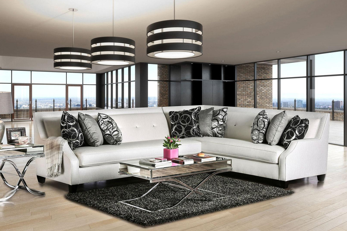 Betria Transitional Off -White Sectional Sofa