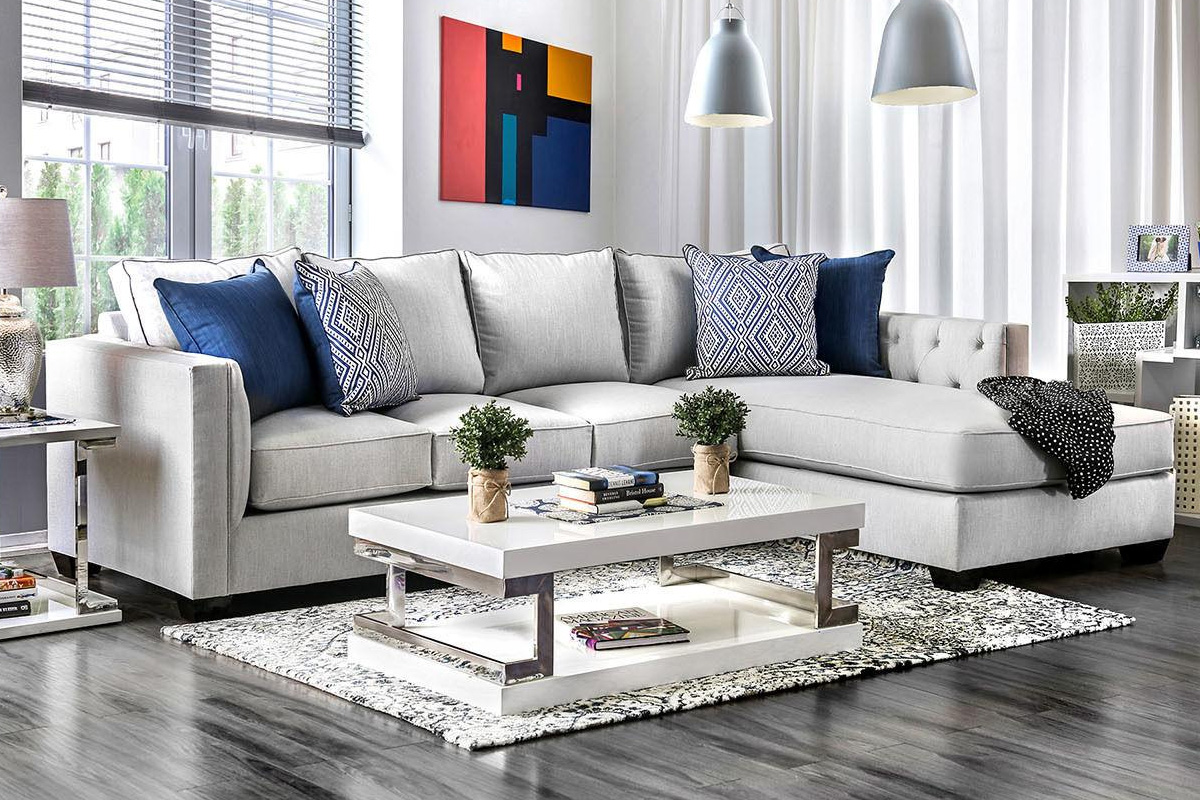 Ornella Transitional Light Grey Sectional Sofa