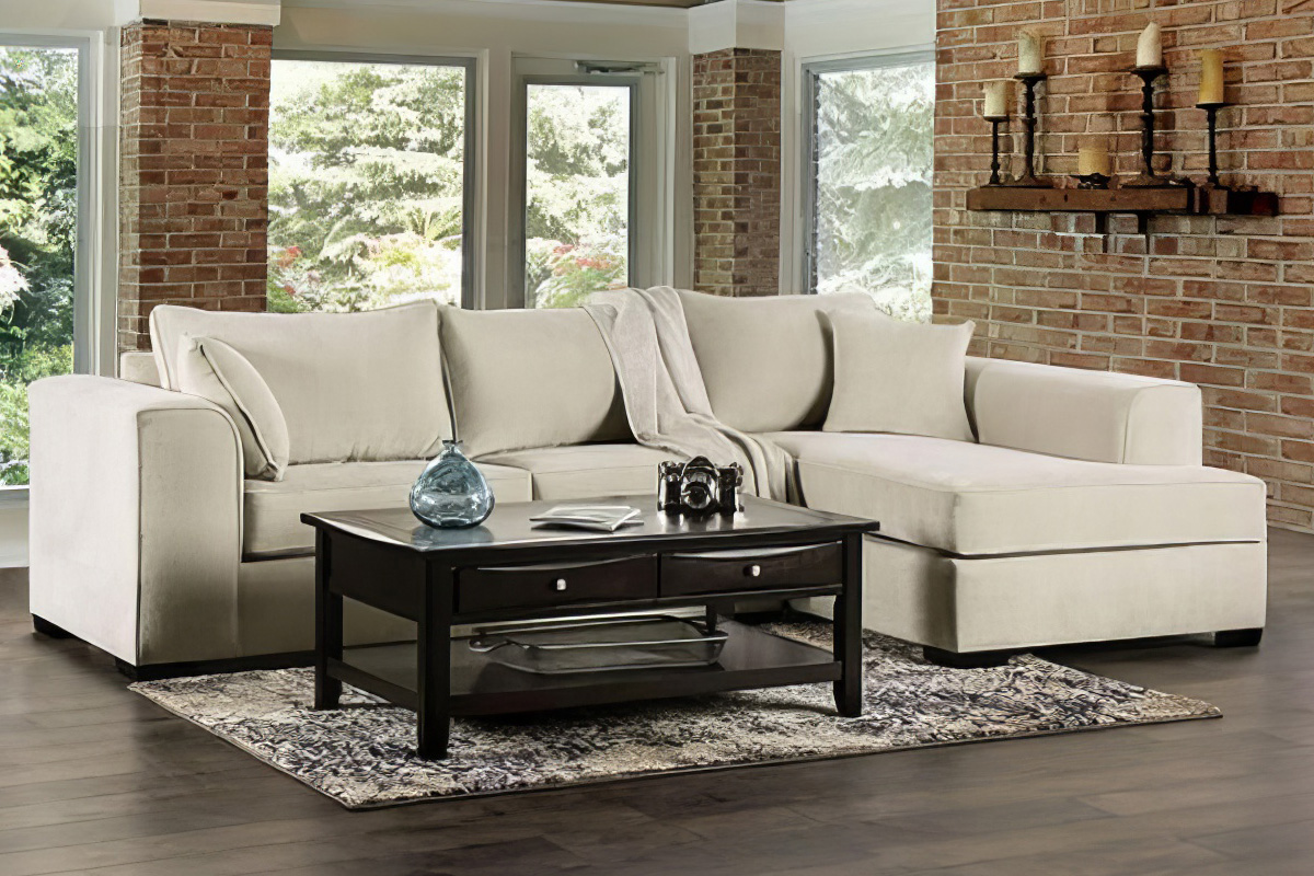 Degelis Contemporary Beige Sectional Sofa