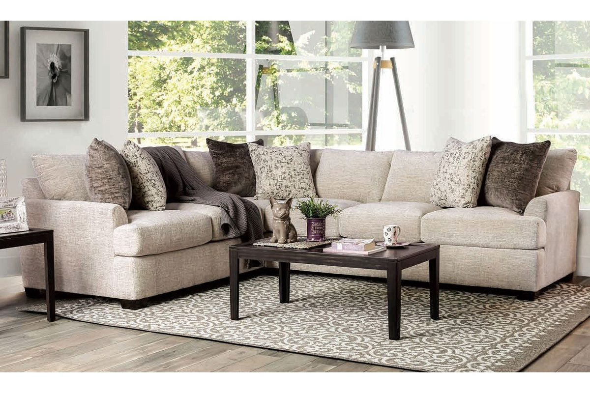 Alisa Transitional Ivory Chenille Sectional Sofa