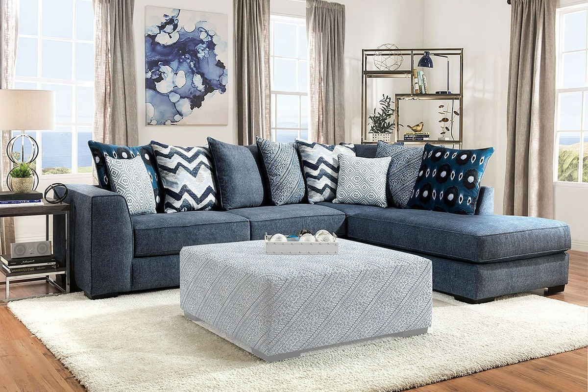 Brielle Transitional Blue Sectional Sofa