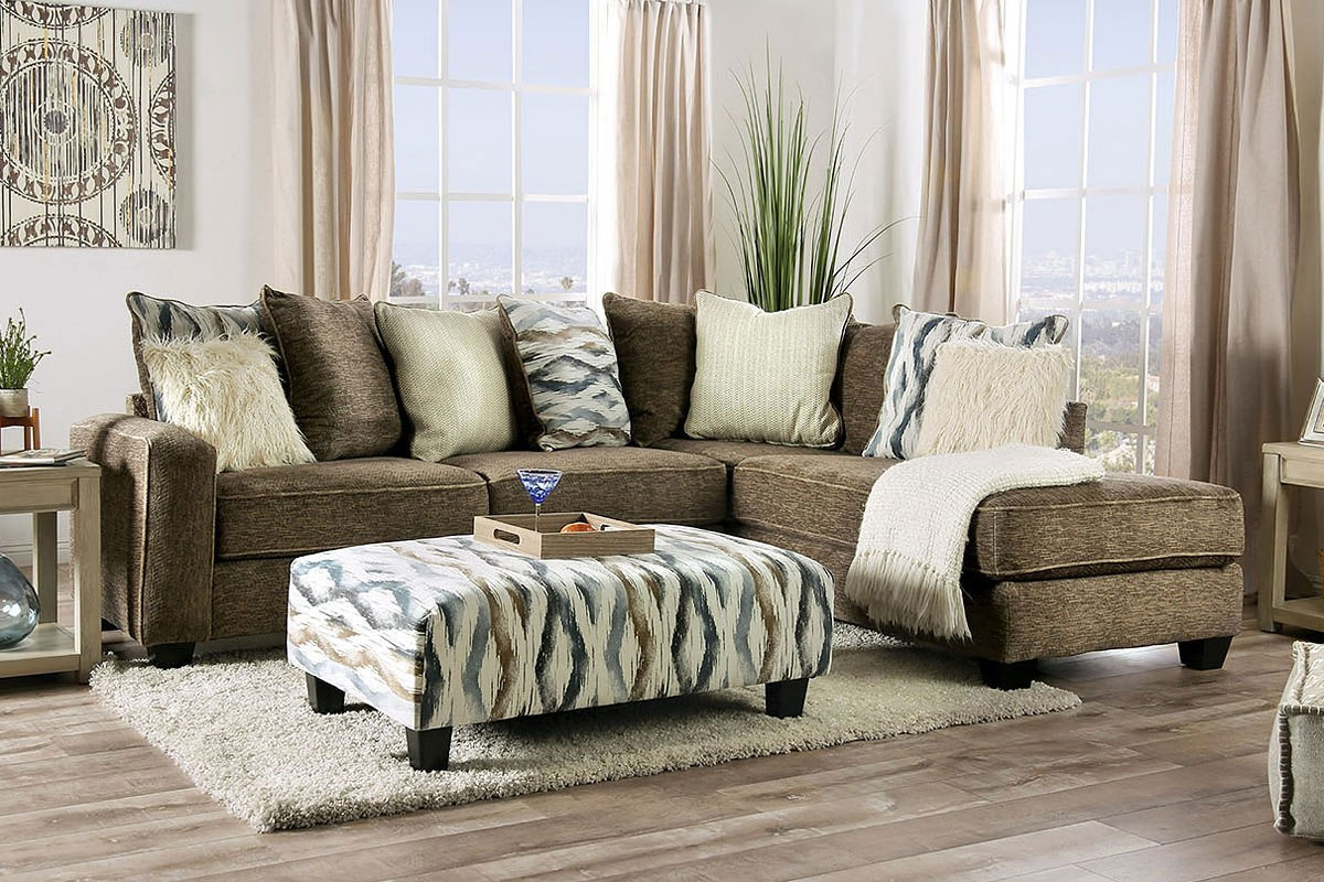 Kempston Contemporary Brown Sectional Sofa