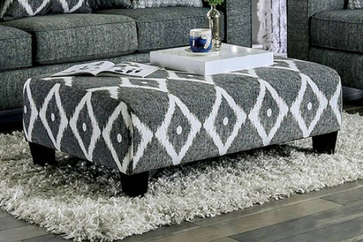 Basie Transitional Grey Ottoman
