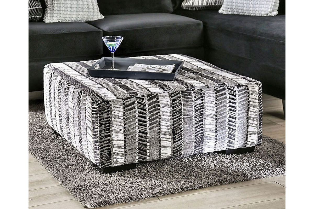 Modbury Transitional Stripe Multi Microfiber Ottoman