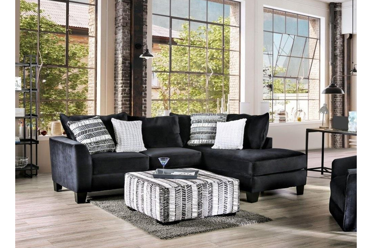Modbury Transitional Black Sectional Sofa