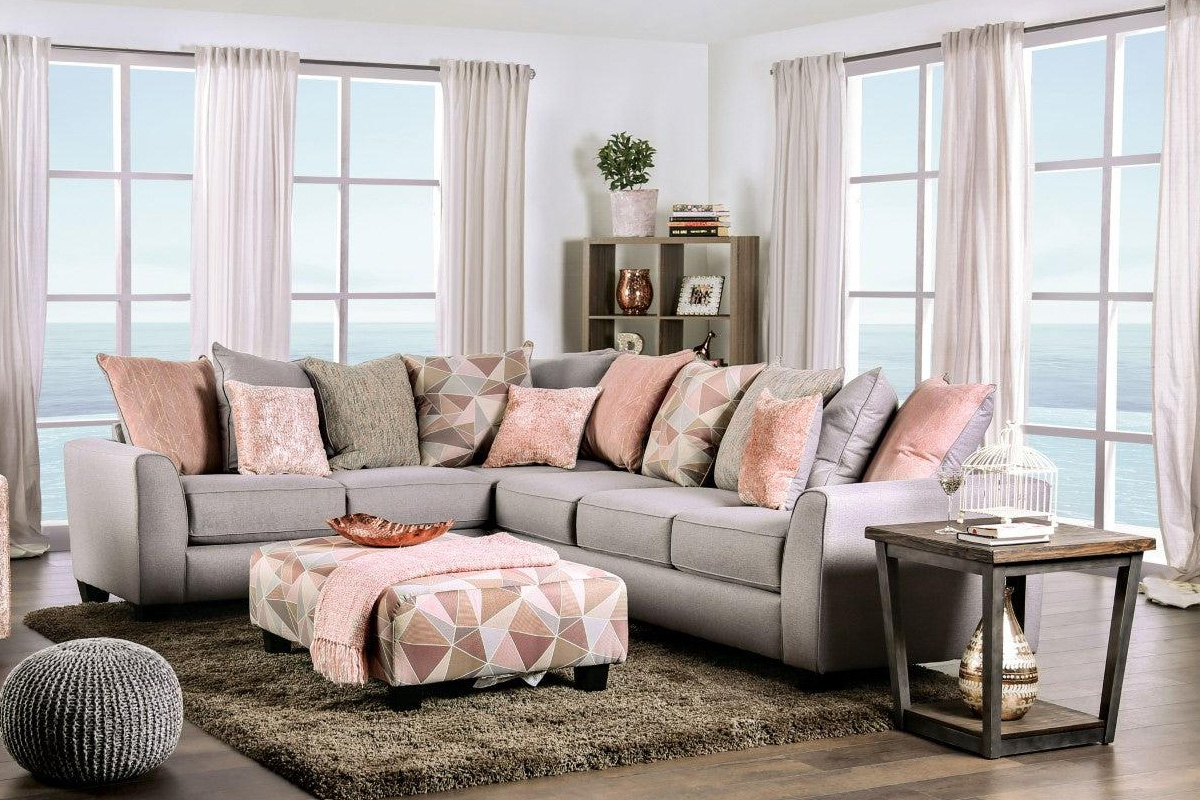Harriden Transitional Grey Chenille Sectional Sofa