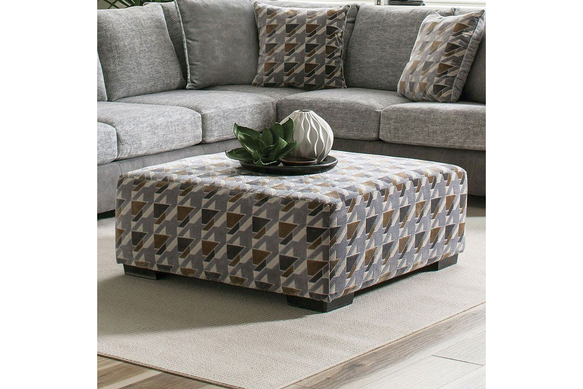 Alannah Transitional Light Grey Ottoman