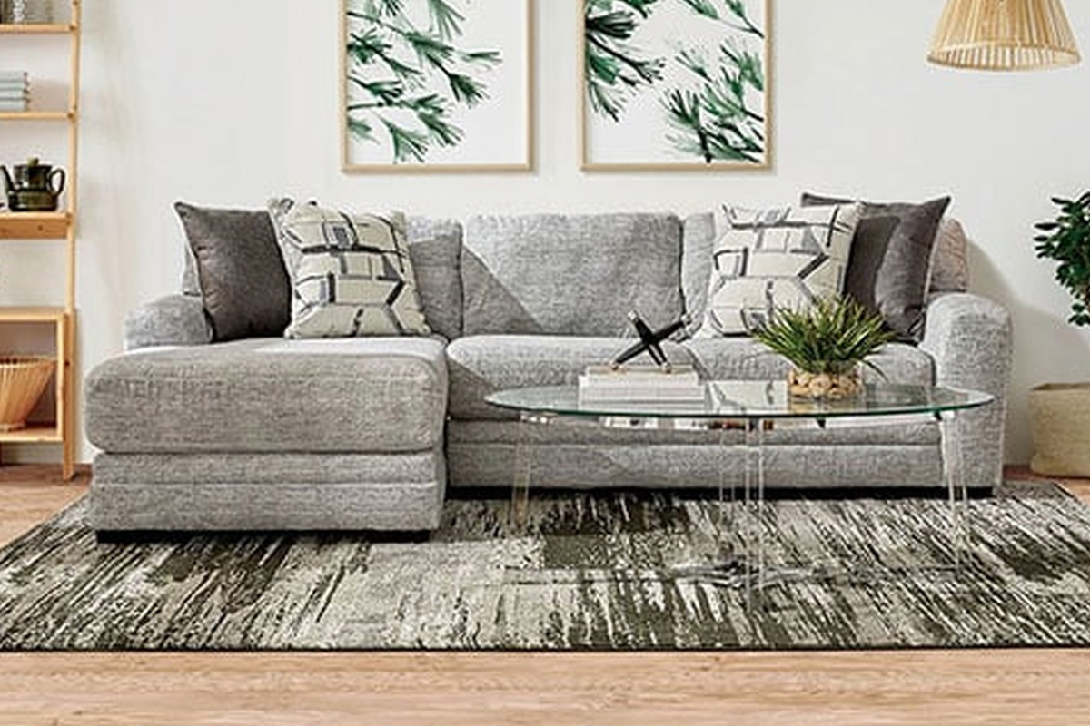 Waltham Contemporary Grey Plush Chenille Sectional Sofa