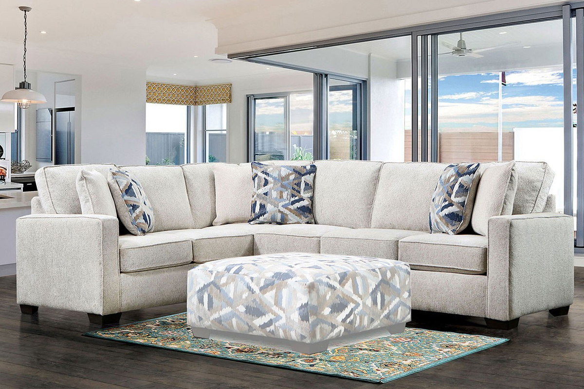 Heathfield Contemporary Ivory Sectional Sofa
