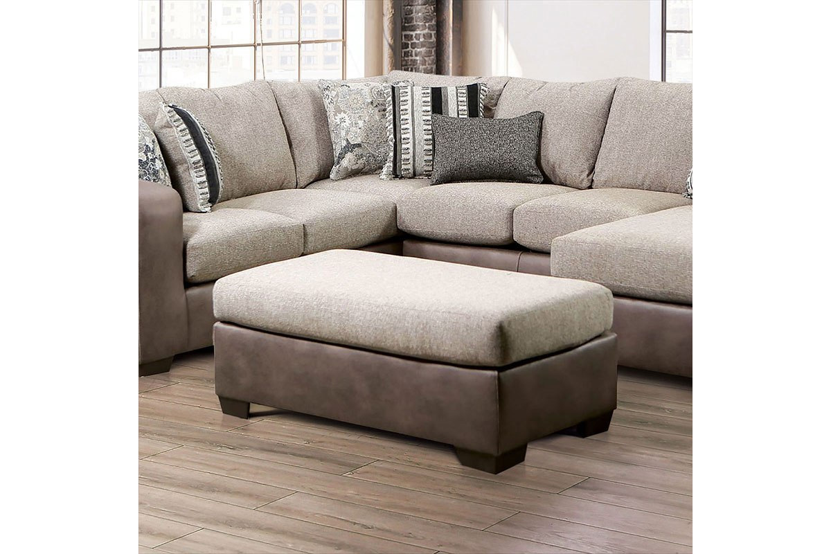 Ashenweald Contemporary Light Brown Ottoman