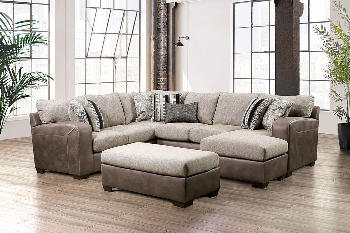 Ashenweald Contemporary Light Brown Sectional Sofa