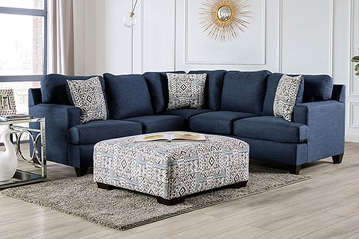 Bayswater Contemporary Navy Sectional Sofa