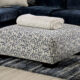 Darlington Contemporary Ivory & Navy Ottoman