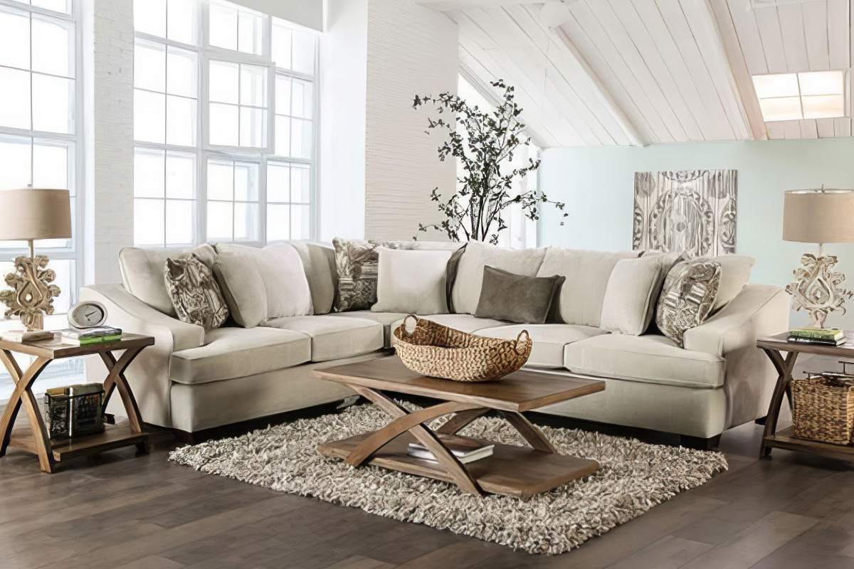 Mornington Transitional Ivory Sectional Sofa