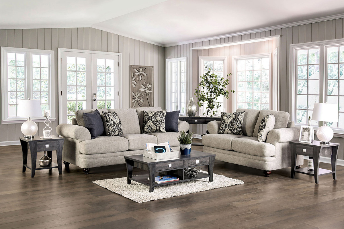 2 Pcs Set Sofa & Loveseat Miramar Transitional Beige