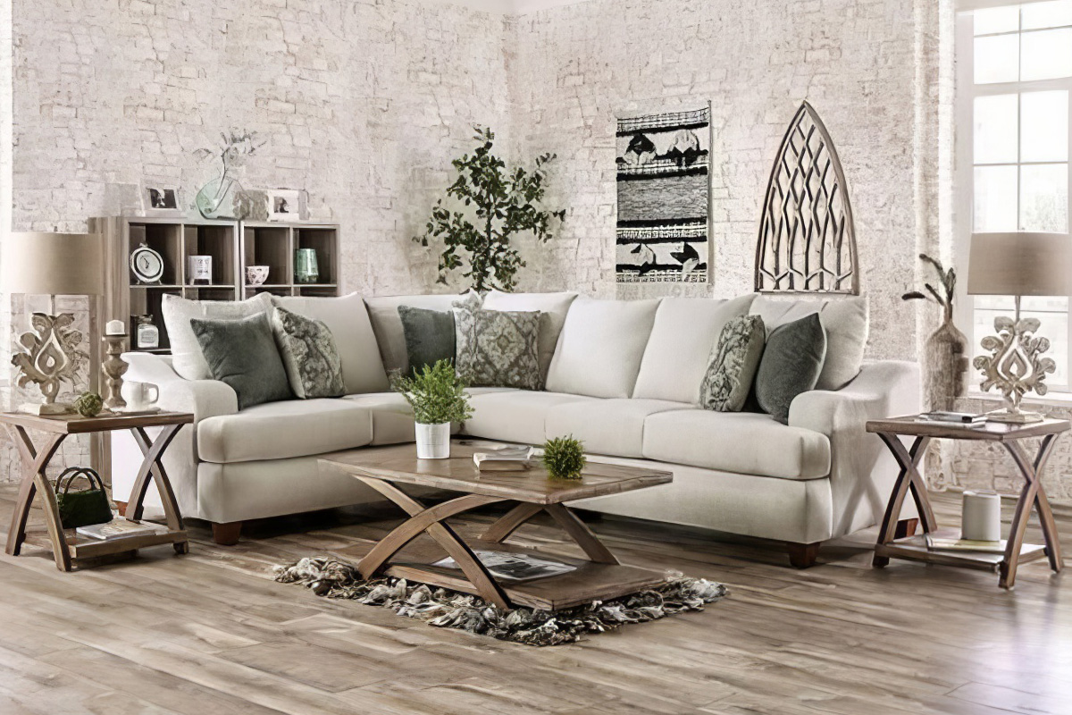 Paddington Contemporary Beige & Sage Green Sectional Sofa