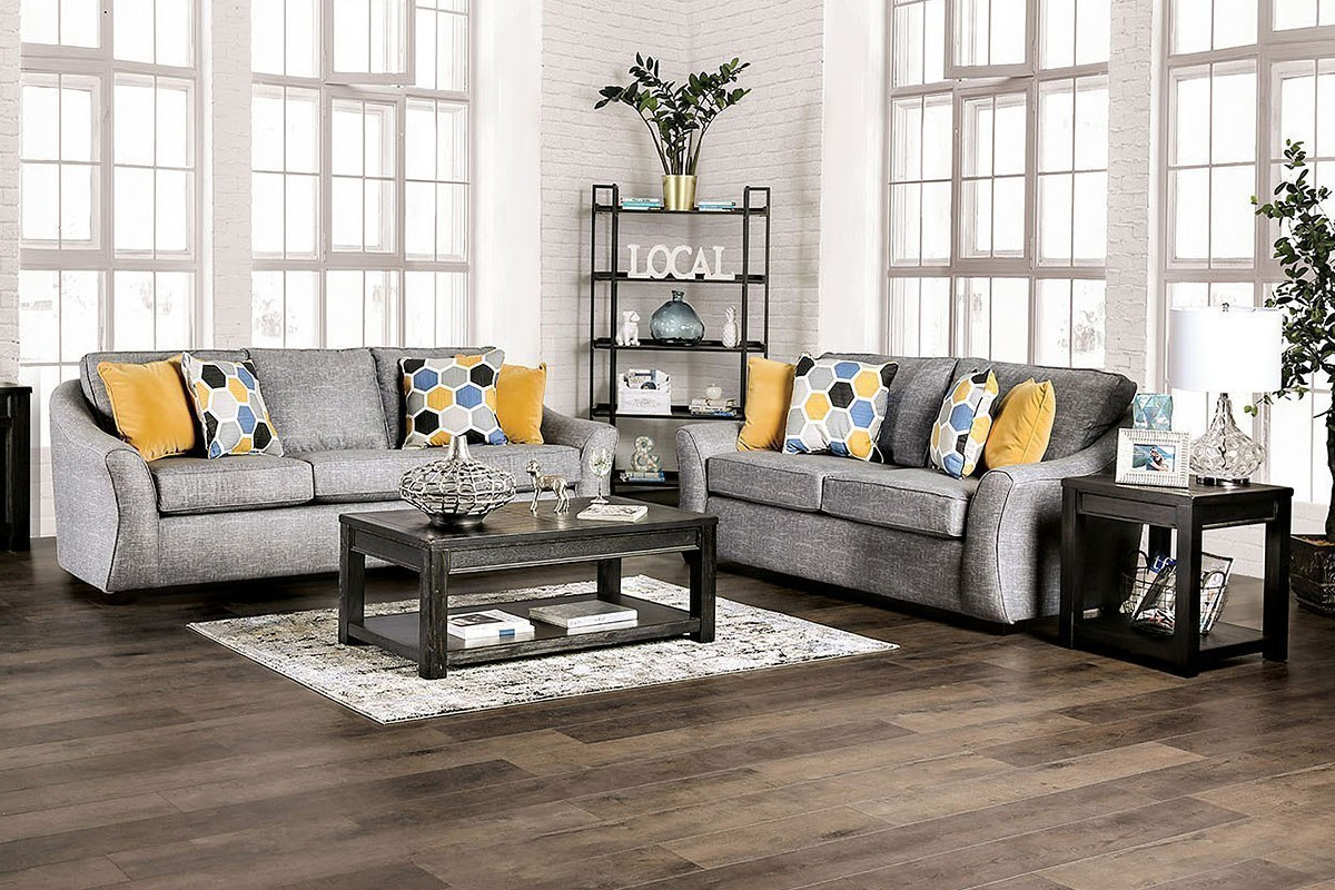 2 Pcs Set Sofa & Loveseat Jarrow Transitional Light Grey
