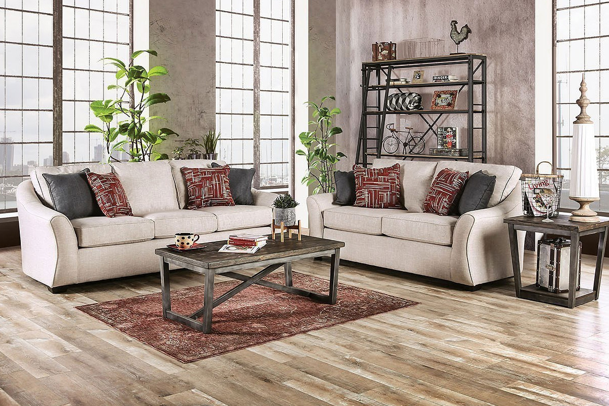 2 Pcs Set Sofa & Loveseat Jarrow Transitional Ivory