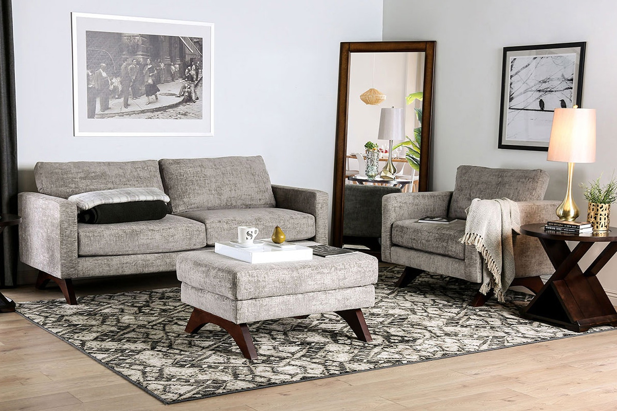 2 Pcs Set Sofa & Oversized Chair Harlech Grey
