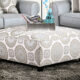 Misty Transitional Ivory Pattern Ottoman