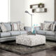 2 Pcs Set Sofa & Loveseat Misty Transitional Blue Grey