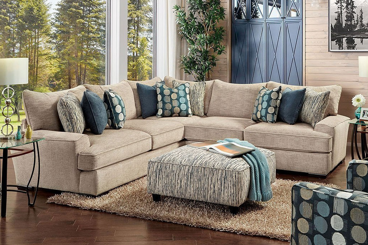 Eastleigh Transitional Ivory Sectional Sofa
