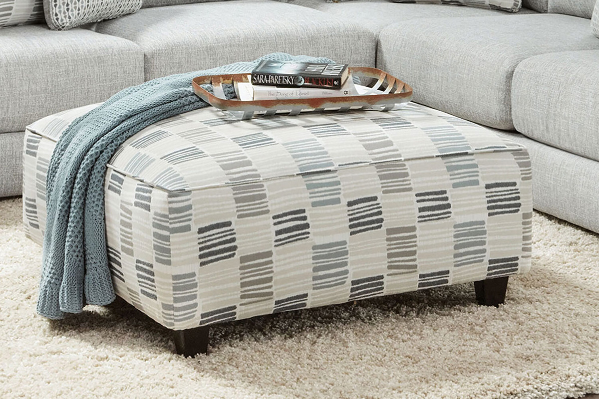Pelham Transitional Stripe Multi Ottoman
