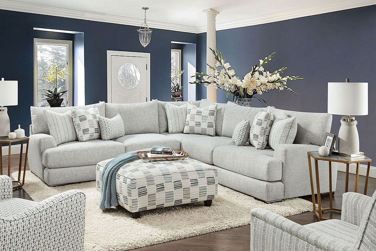 Pelham Transitional Grey Sectional Sofa