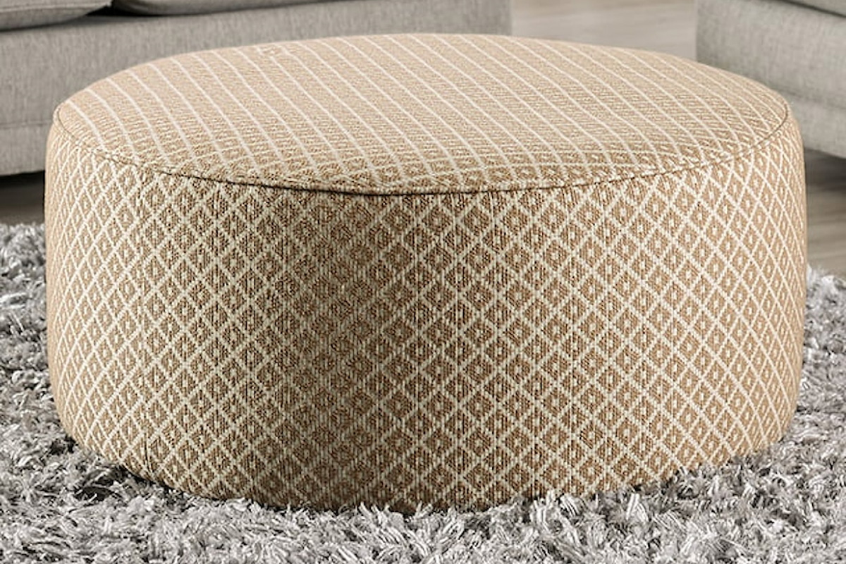 Stephney Transitional Grey & Gold Ottoman