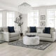 2 Pcs Set Sofa & Chair & Half Chancery Transitional Grey/Navy