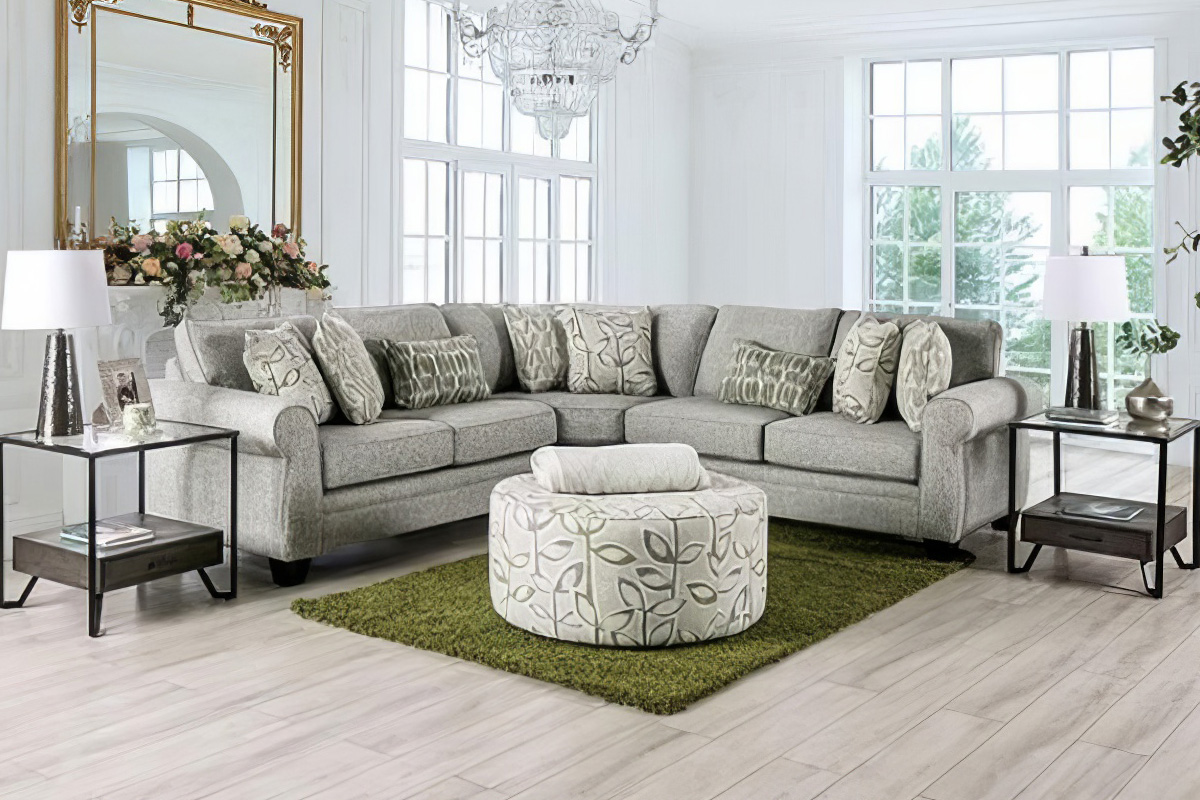 Gardner Transitional Grey/Green Sectional Sofa