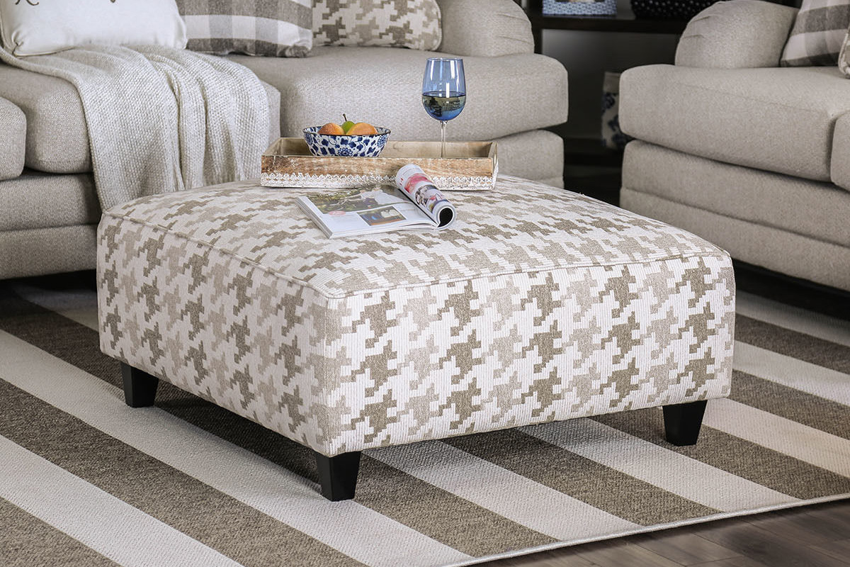 Christine Transitional Light Grey Ottoman