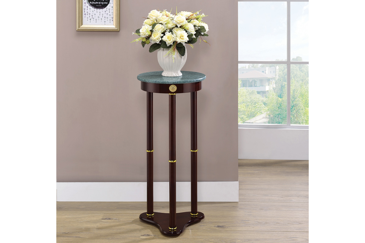 Edie Round Marble Top Accent Table Merlot