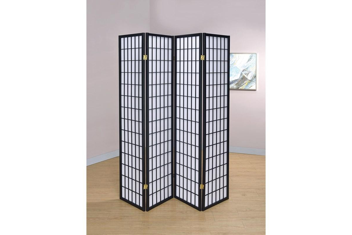 Roberto 4-Panel Folding Screen Black And White