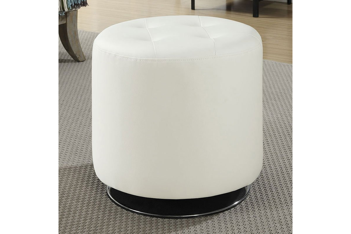 Bowman Round Upholstered Ottoman White