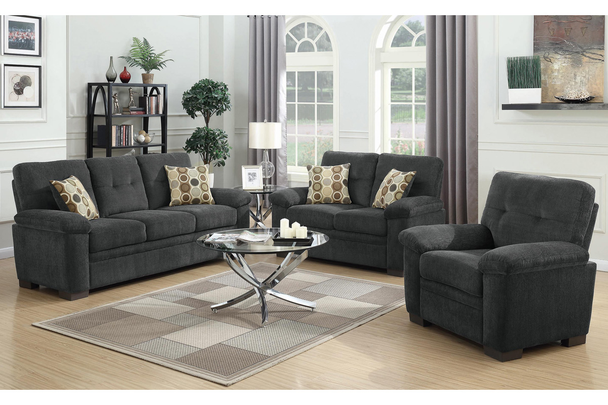 2 Pcs Set Sofa & Loveseat Fairbairn Casual Charcoal