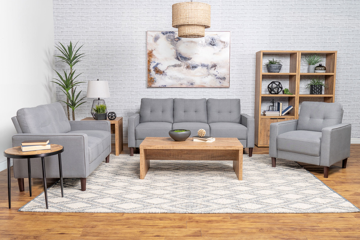 2 Pcs Set Sofa & Loveseat Bowen Transitional Grey