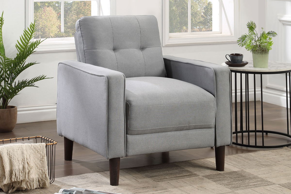 Bowen Upholstered Track Arms Tufted Chair Grey