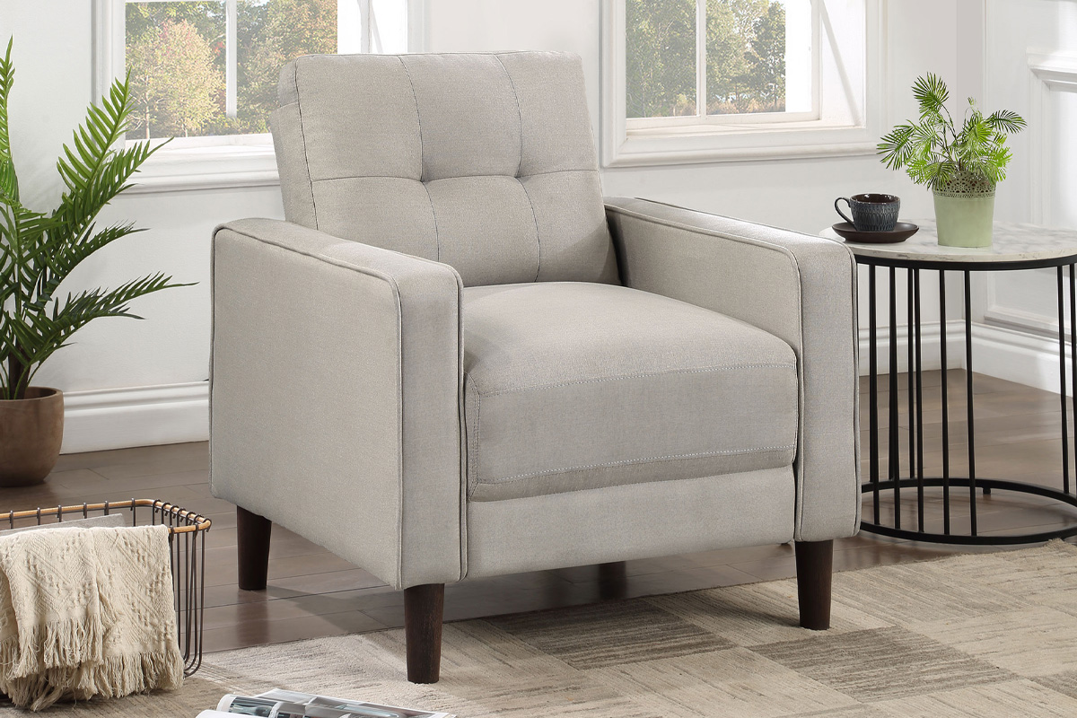 Bowen Upholstered Track Arms Tufted Chair Beige