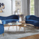 2 Pcs Set Sofa & Loveseat Sophia Contemporary Blue Velvet