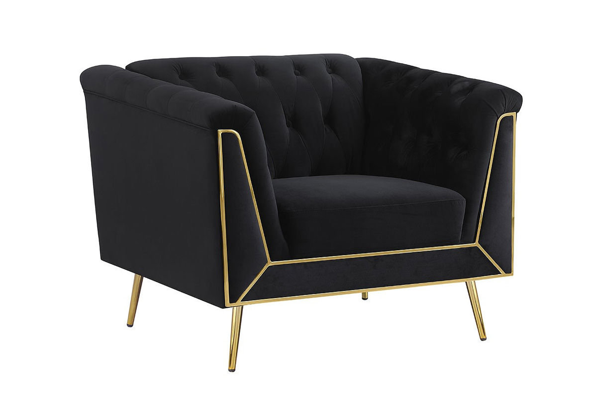 Holly Tuxedo Arm Tufted Back Chair Black