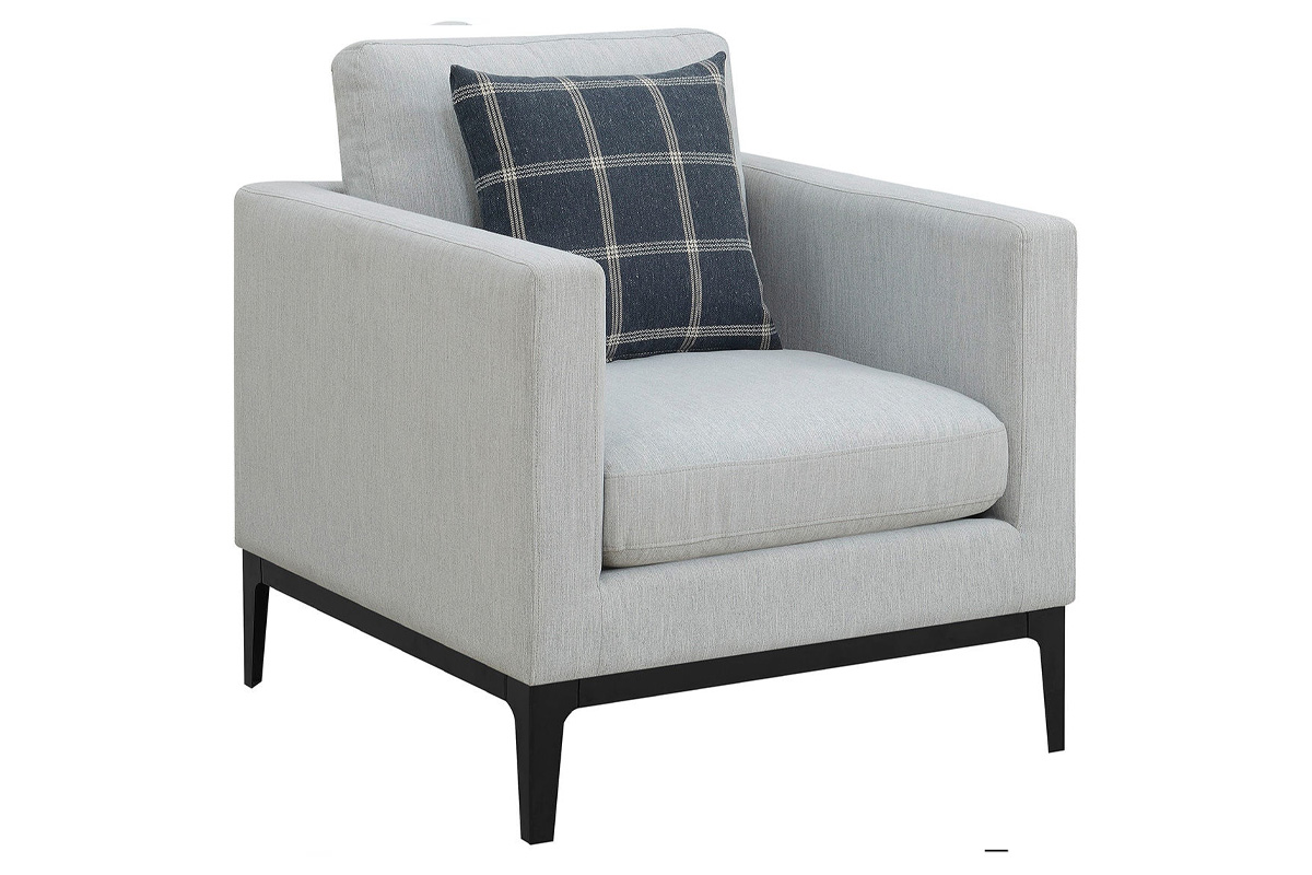Apperson Cushioned Back Arm Chair Light Grey